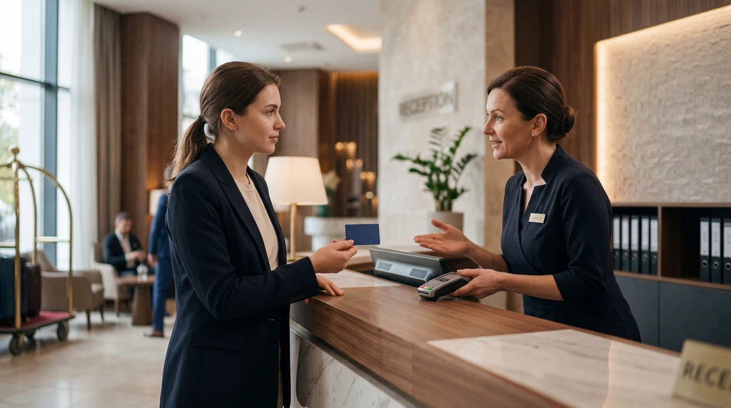 Prepaid-Karte bei Hotel-Check-in mit Kautionssituation
