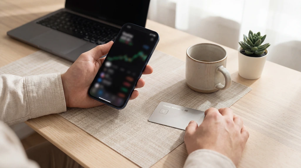 Trade Republic Karte und Smartphone im Banking-Kontext
