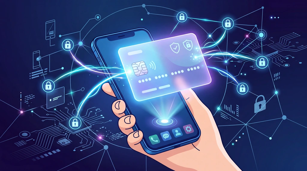 Konzept einer virtuellen Kreditkarte mit Tokenisierung